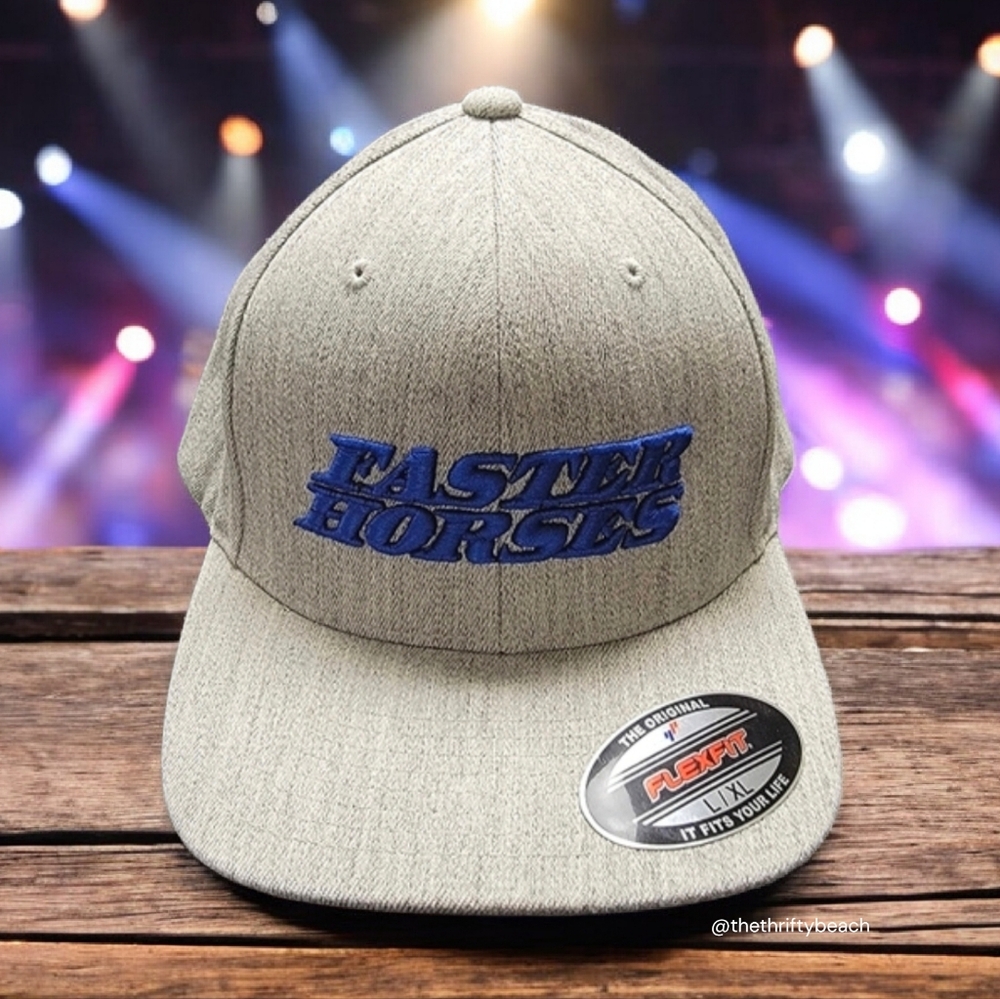 Faster Horses Gray Flexfit Cap with Blue Embroidery